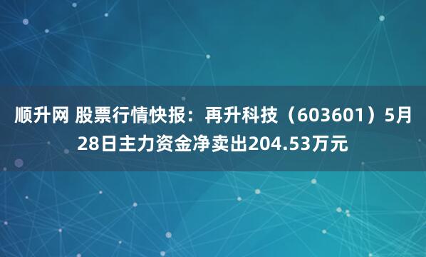 顺升网 股票行情快报：再升科技（603601）5月28日主力资金净卖出204.53万元