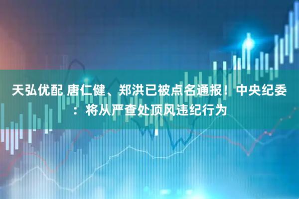 天弘优配 唐仁健、郑洪已被点名通报！中央纪委：将从严查处顶风违纪行为